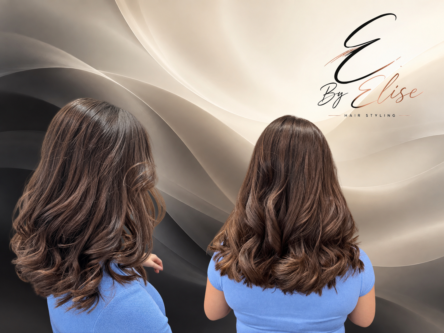 Carré long brun coiffé en wavy par Elise