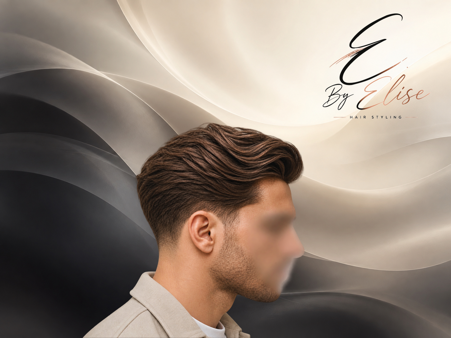 Coupe courte coiffée et structurée de profil réalisée par Elise pour homme